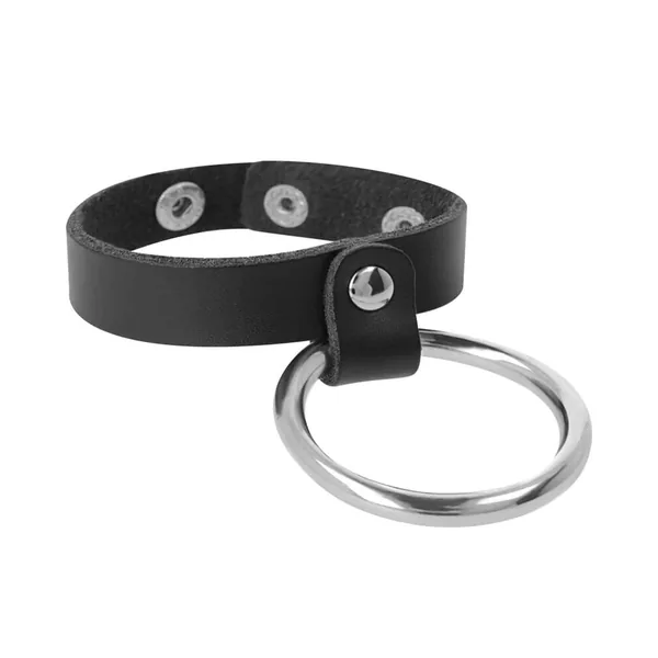 Darkness Bondage penisring i metall och veganskt läder